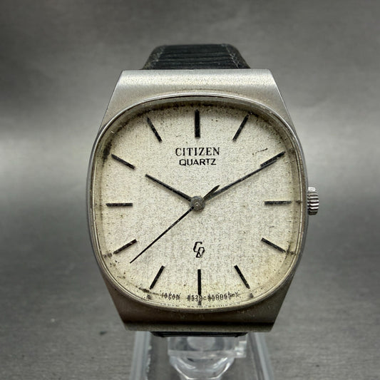 Citizen CQ Watch Men 32mm Silver Dial Silver Tone 4-850041 New Battery Vintage0