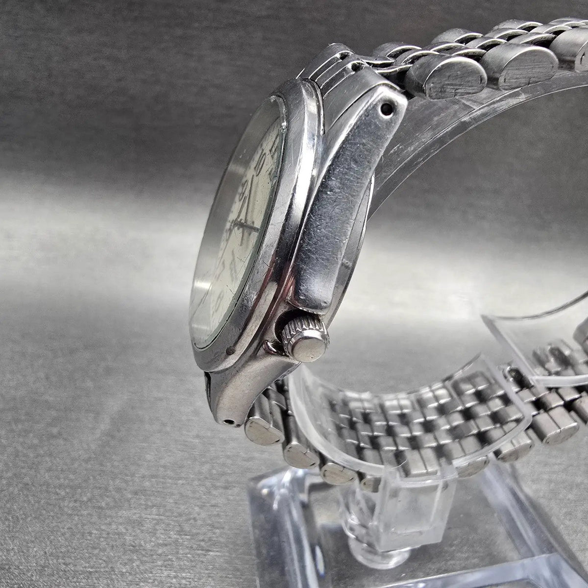 Seiko Alba Watch Men 36mm Luminous Dial Silver Tone Daydate 7N33-K002 New Batt L2