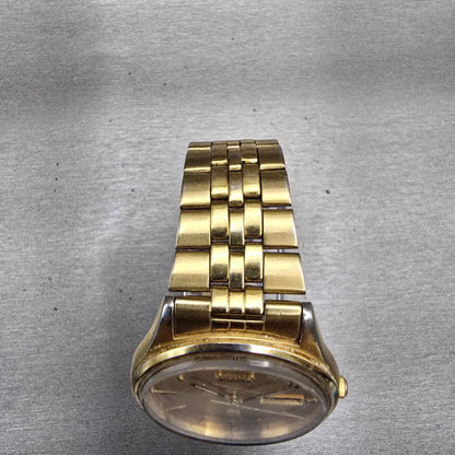 Seiko SQ Watch Men 35mm Gold Dial Gold Tone Daydate Round 5Y23-8049 New Battery4