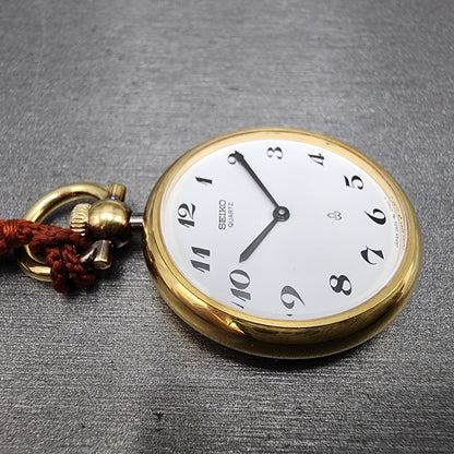 Seiko Pocket Watch 29mm White Dial Gold Tone Round 2620 New Battery6
