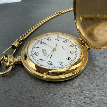Seiko Alba Success Pocket Watch Men 42mm White Dial Gold Tone V701-0A10 New Batt4
