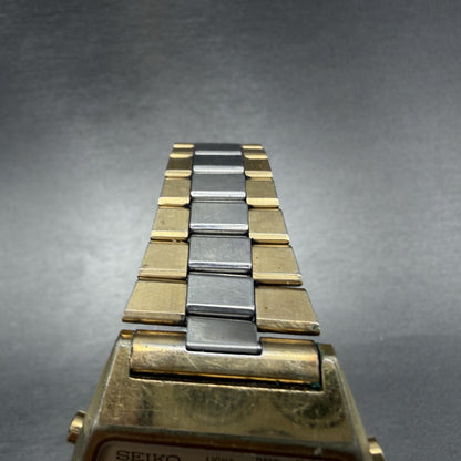 Seiko Digital Watch Men 35mm Two Tone Daydate Timer Vintage A128-5010 PARTS5