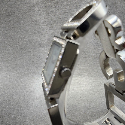 Dolce & Gabbana Tank Watch Women 21mm Silver Dial Steel Crystal Accent NewBattAB2