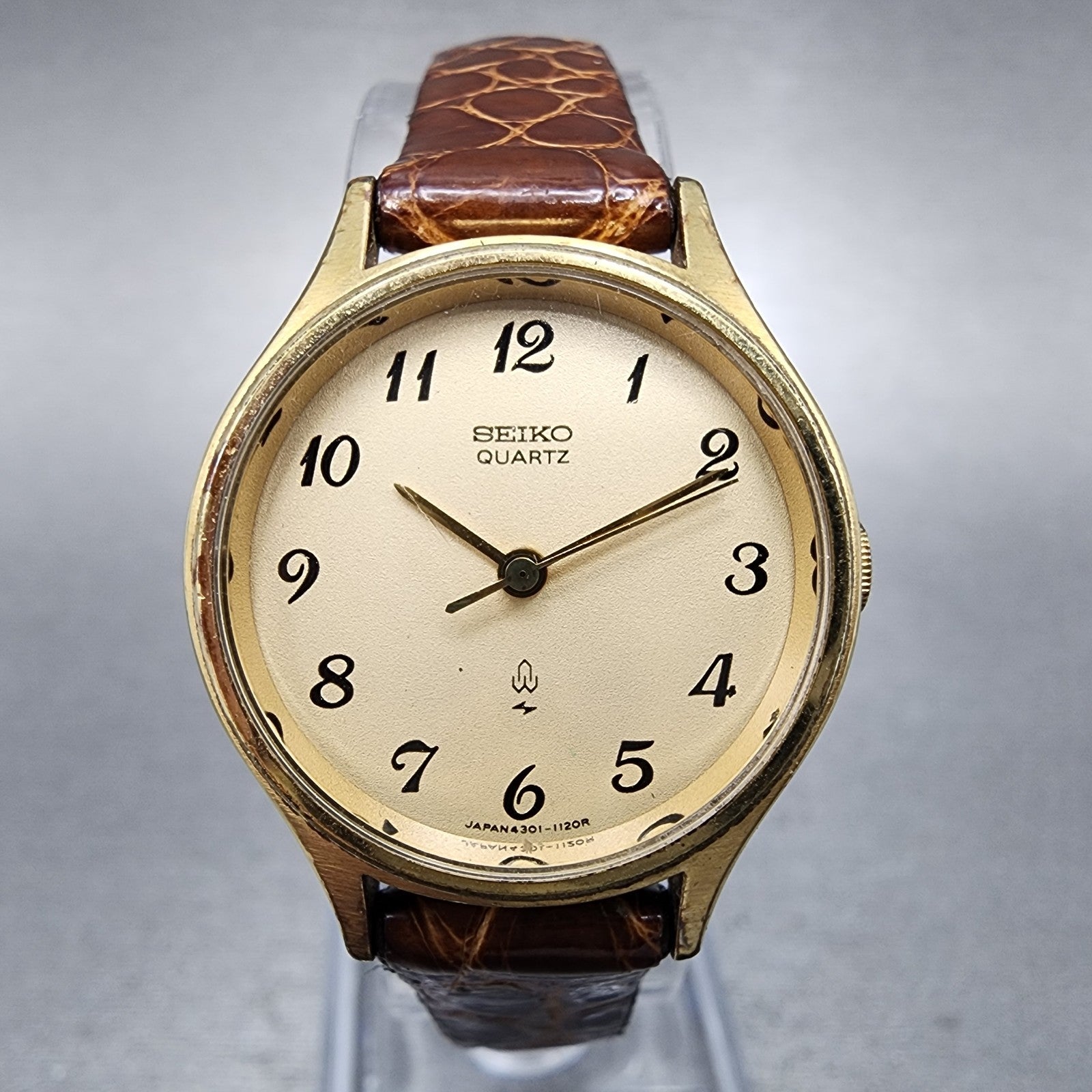 Seiko Watch Women 23mm Champagne Dial Gold Tone 43010030 New Battery0