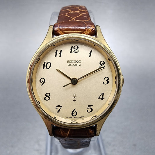Seiko Watch Women 23mm Champagne Dial Gold Tone 43010030 New Battery0