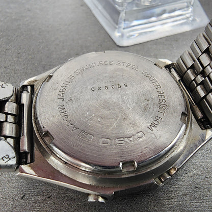Casio AA92W Thunder Watch Men 35mm Digital Silver Tone Alarm Chrono READ!!!9