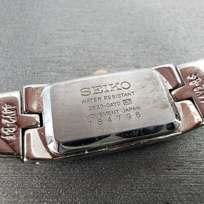 Seiko Tank Watch Women 13mm White Dial two Tone Rectangle 2E200AY0 New Battery9