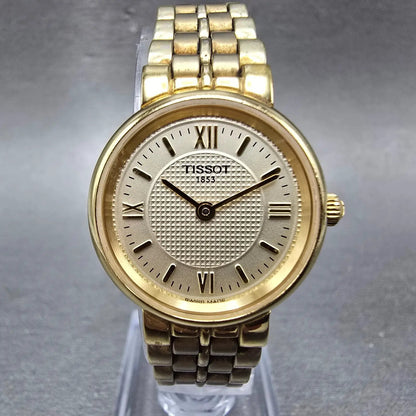 Tissot Watch Women 24mm Champagne Dial Gold Tone Round T953 New Battery Swiss0