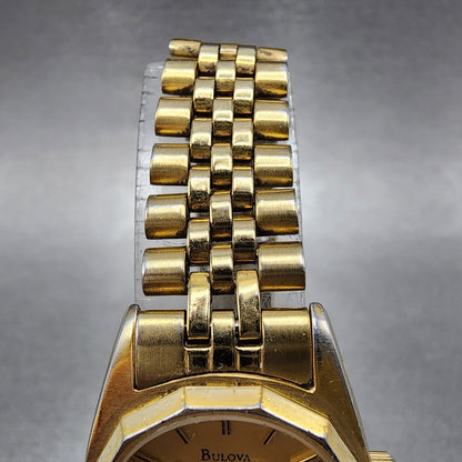 Bulova Marine Star Watch Women 24mm Champagne Dial Gold Tone Date 92G25 PARTS5