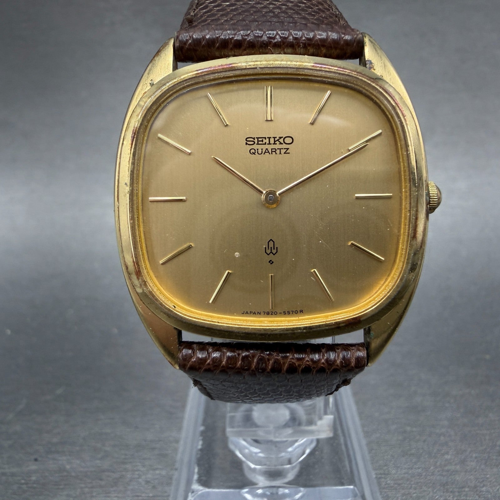 Seiko Watch Men 33mm Champagne Dial Gold Tone Round 7820-5420 New Battery0