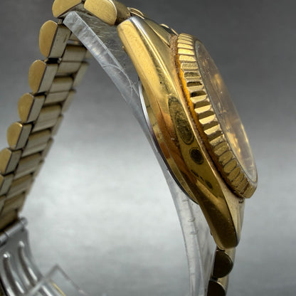 Seiko Watch Women 25mm Gold Dial Gold Tone Daydate Round 7N83-0041 New Battery 73