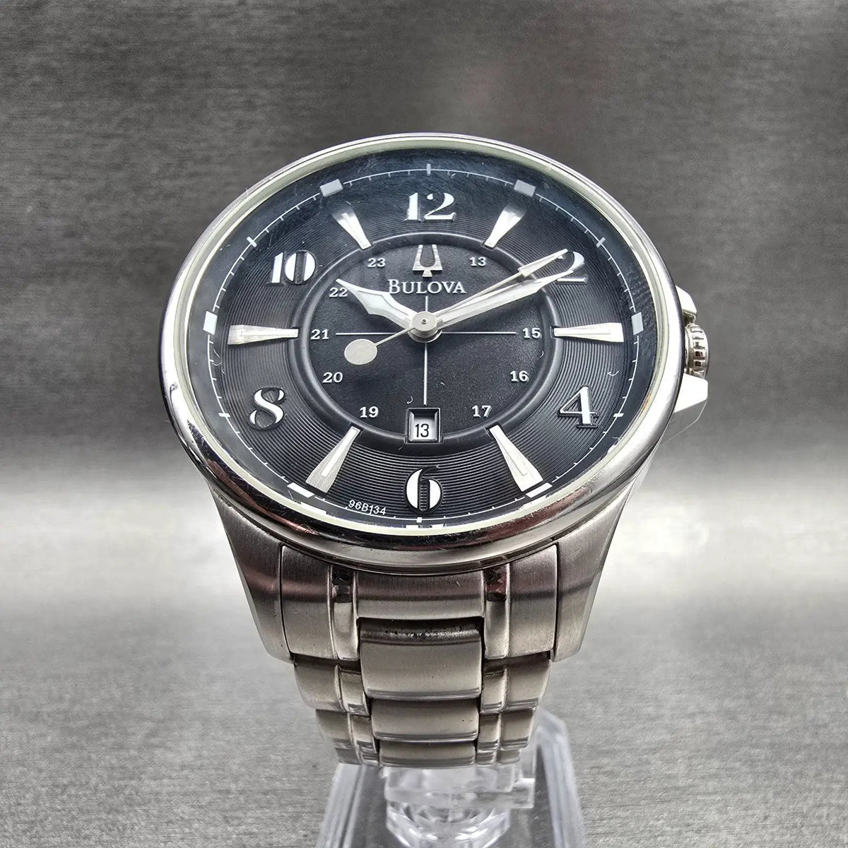 Bulova Adventurer Watch Men 45mm Black Dial Silver Date Round 96B134 New Battery5