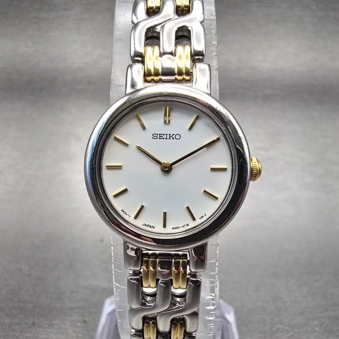 Seiko Watch Women 21mm White Dial Silver Tone Round 1N00-1E09 New Battery VTG0