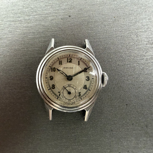 Movado Watch Women 24mm Cream Dial Silver Tone Round Manual Wind Military PARTS0