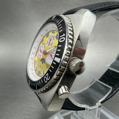 Invicta Triple Calendar Moonphase Watch Men 41mm Yellow Dial Steel 2989 Newbatt2