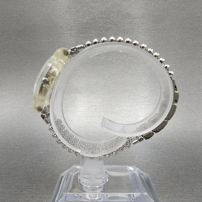 Swatch Silver Fall Watch Women 25mm Silver Dial Clear Case Round LW130 New Batt6
