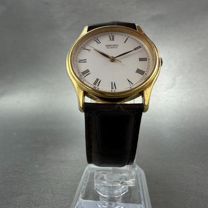 Seiko Watch Unisex 32mm White Dial Gold Tone Round 2K01-0090 New Battery Vintage5