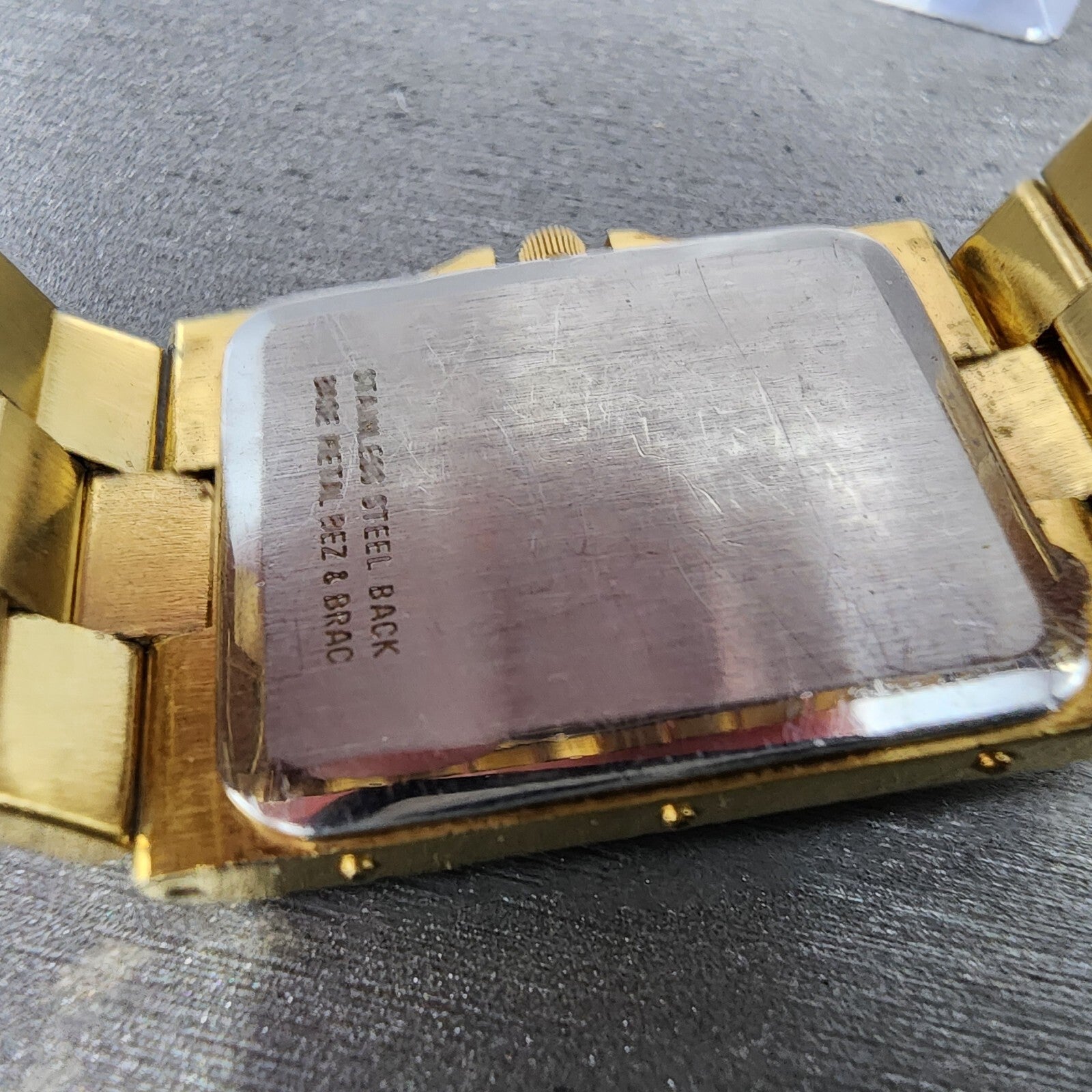 Longines Tank Watch Men 25mm Black Dial Gold Tone Rectangle VTG PARTS10