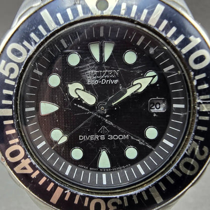 Citizen Eco-Drive Dive Watch Men 41mm Black Dial Steel Date E168-S016525 works1
