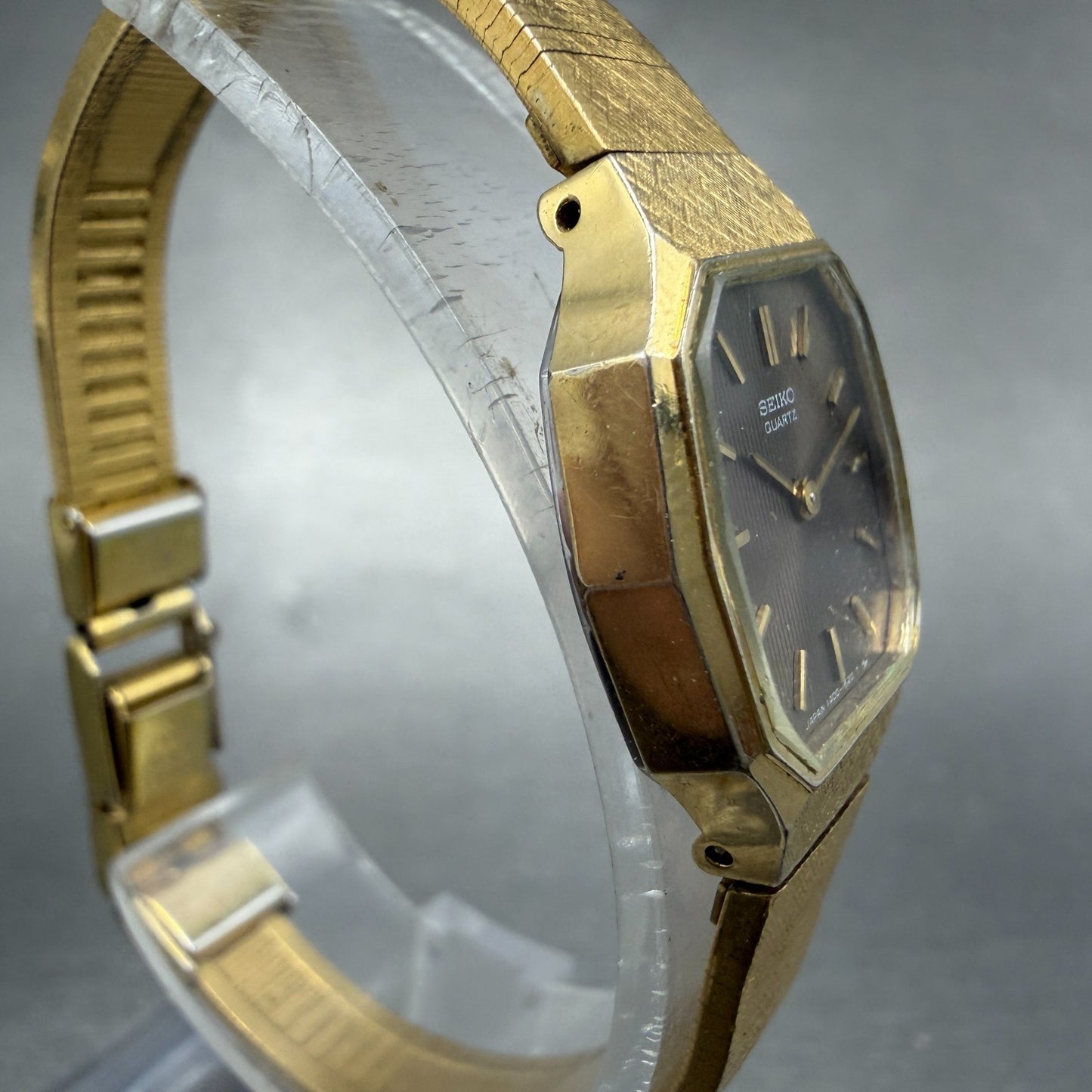 Seiko Watch Women 19mm Brown Dial Gold Tone 1400-5429  Octagon New Battery VTG3