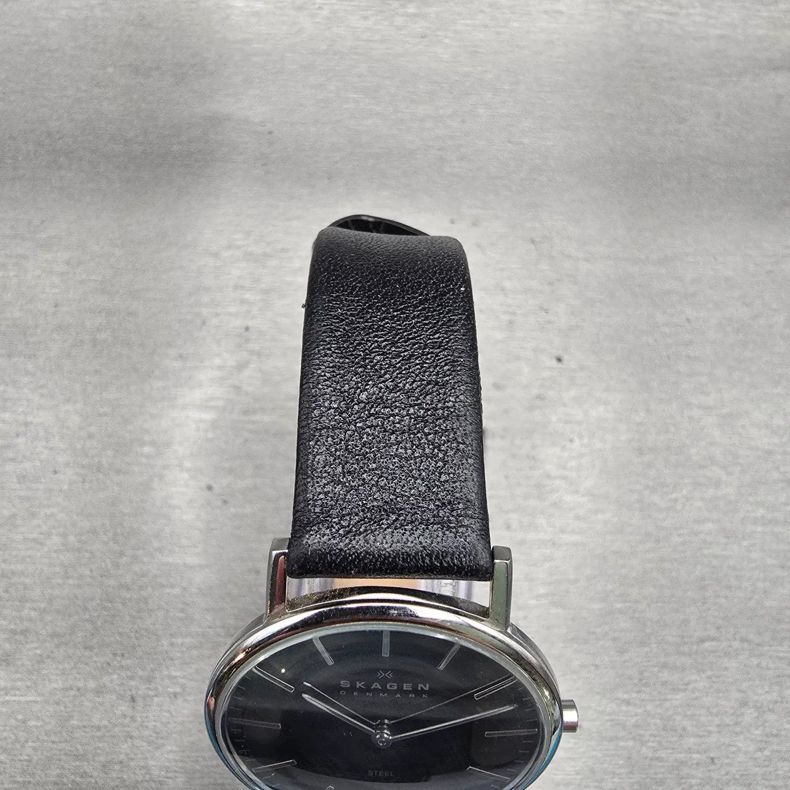Skagen Steel Watch Men 35mm Black Dial Silver Tone Round 18LSLB New Battery4