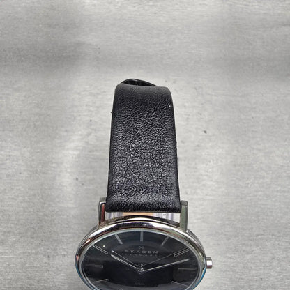 Skagen Steel Watch Men 35mm Black Dial Silver Tone Round 18LSLB New Battery4