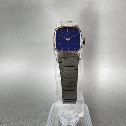 Seiko Watch Women 16mm Blue Dial Silver Tone Rectangle 165009 New Battery5