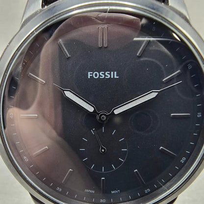Fossil Watch Men 44mm Black Dial Black Tone Round Small Seconds FS5447 New Batt1