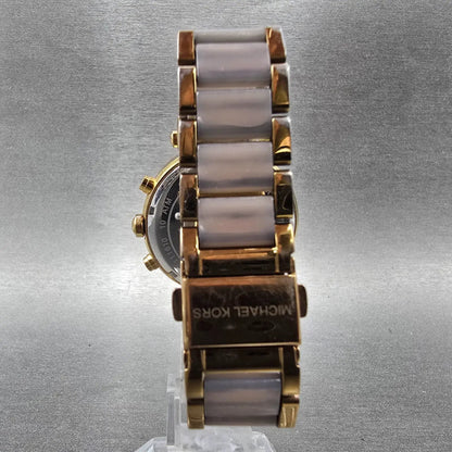 Michael Kors Parker Chronograph Watch Women 39mm Pink Dial Rose Gold Tone NewBat7