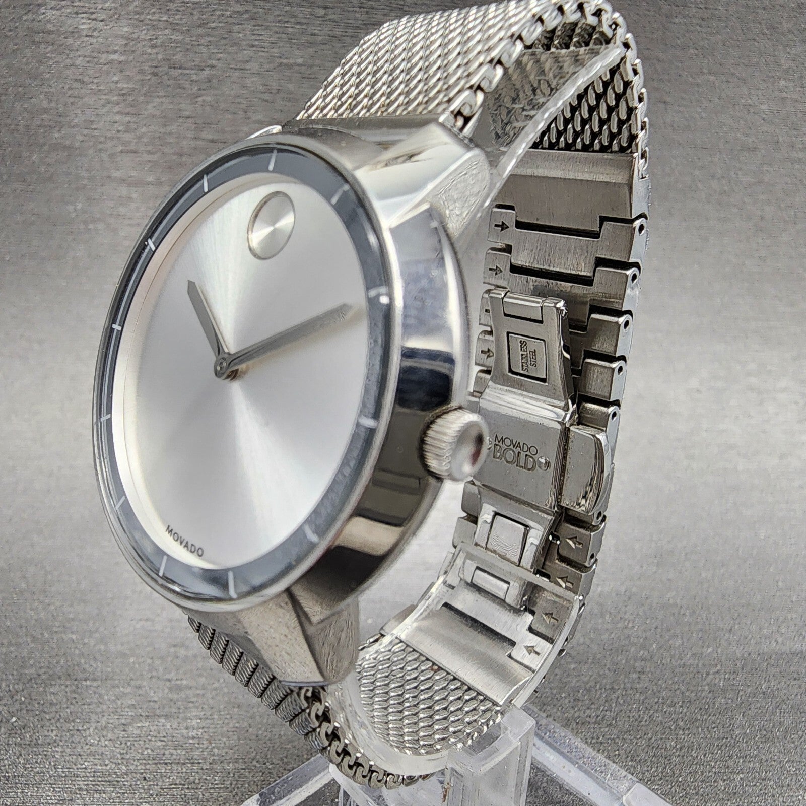 Movado Bold Watch Women 36mm Silver Dial Steel Round 3600241 New Battery2