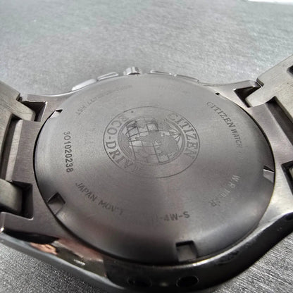 Citizen Eco-Drive Chronograph Watch Men 43mm Black Dial Titanium Date Round Runs9