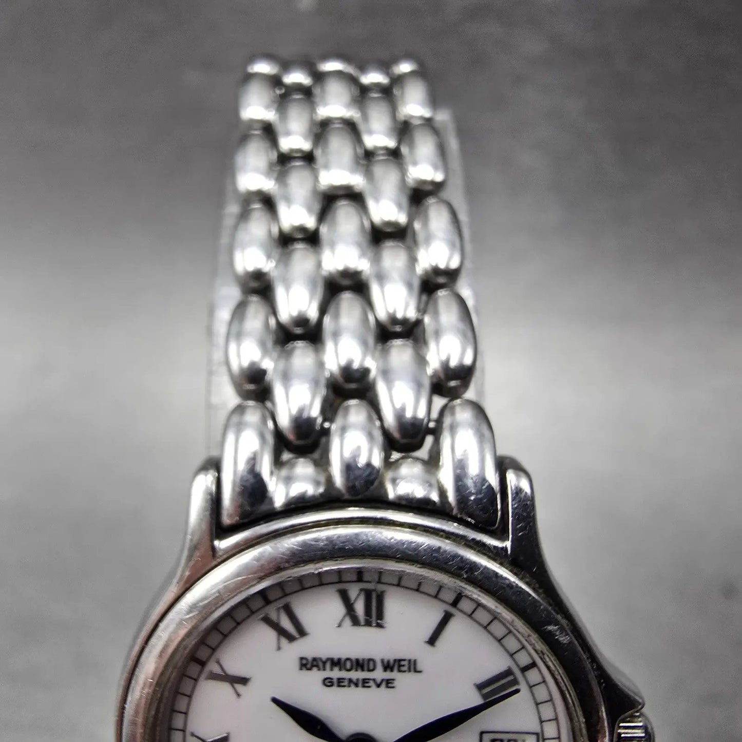 Raymond Weil Watch Women 24mm White Dial Silver Tone Date 5377 New Battery5