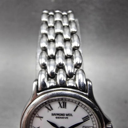 Raymond Weil Watch Women 24mm White Dial Silver Tone Date 5377 New Battery5
