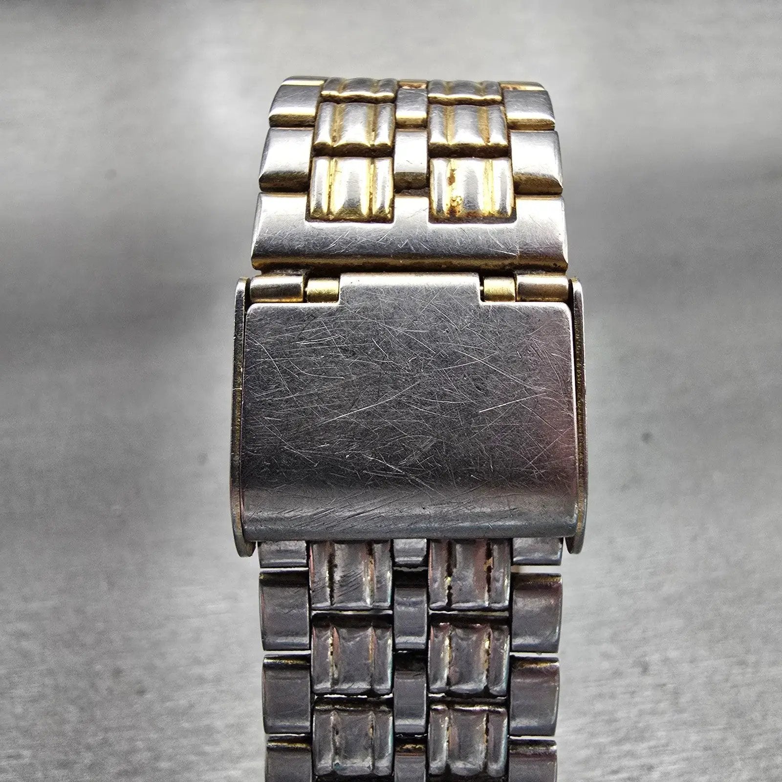Seiko Watch Men 27mm Silver Dial Two Tone Rectangle V701-5J40 New Battery VTG7