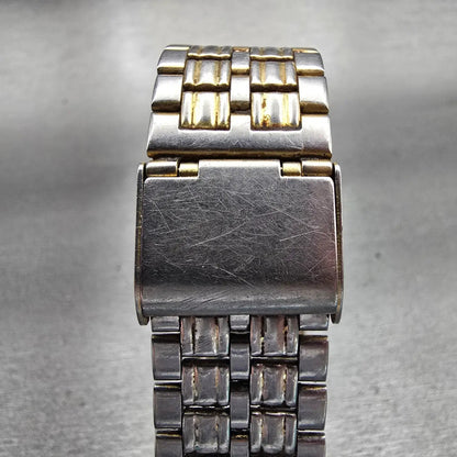 Seiko Watch Men 27mm Silver Dial Two Tone Rectangle V701-5J40 New Battery VTG7