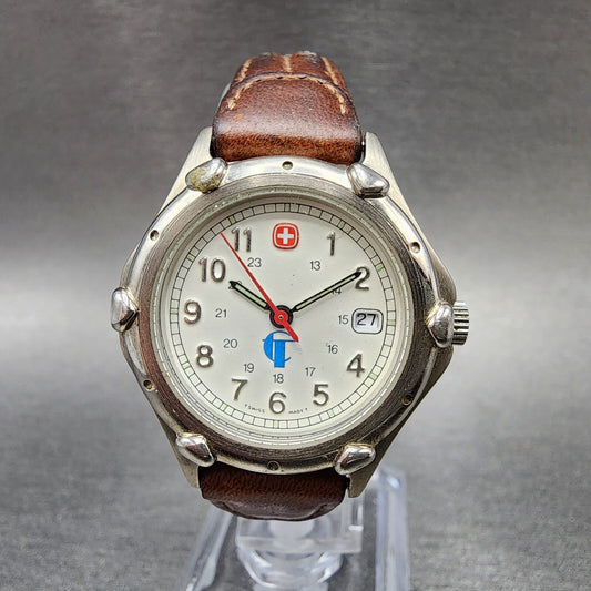 Wenger SAK Design Watch Women 29mm White Dial Silver Tone Date Round New Battery