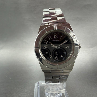 Seiko Lukia Watch Women 28mm Black Dial Silver Tone Date 7N82-0620 New Battery5
