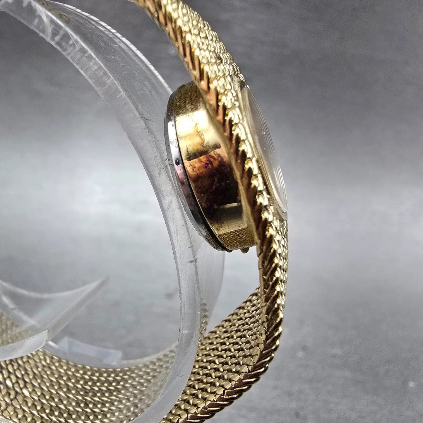 Bulova Watch Women 18mm Gold Dial Gold Tone Rectangle Mesh Band New Battery3