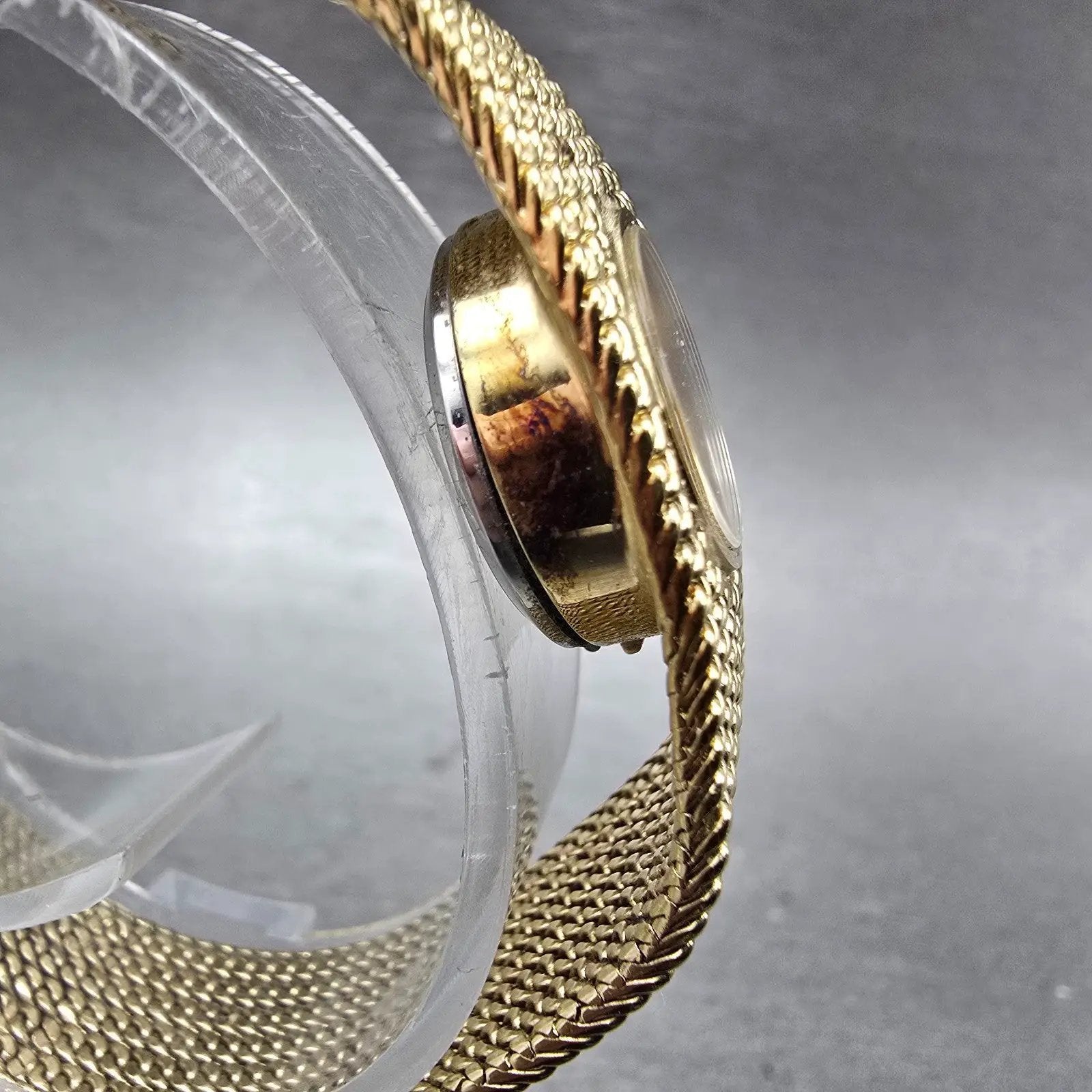 Bulova Watch Women 18mm Gold Dial Gold Tone Rectangle Mesh Band New Battery3