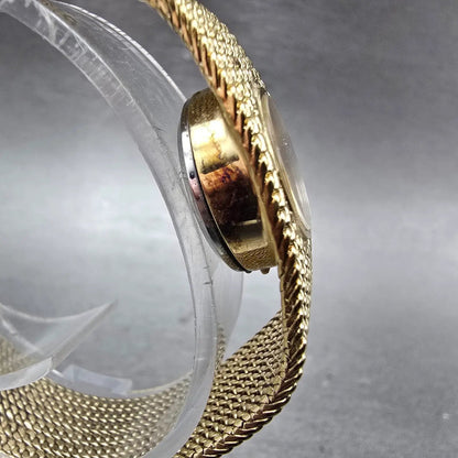 Bulova Watch Women 18mm Gold Dial Gold Tone Rectangle Mesh Band New Battery3