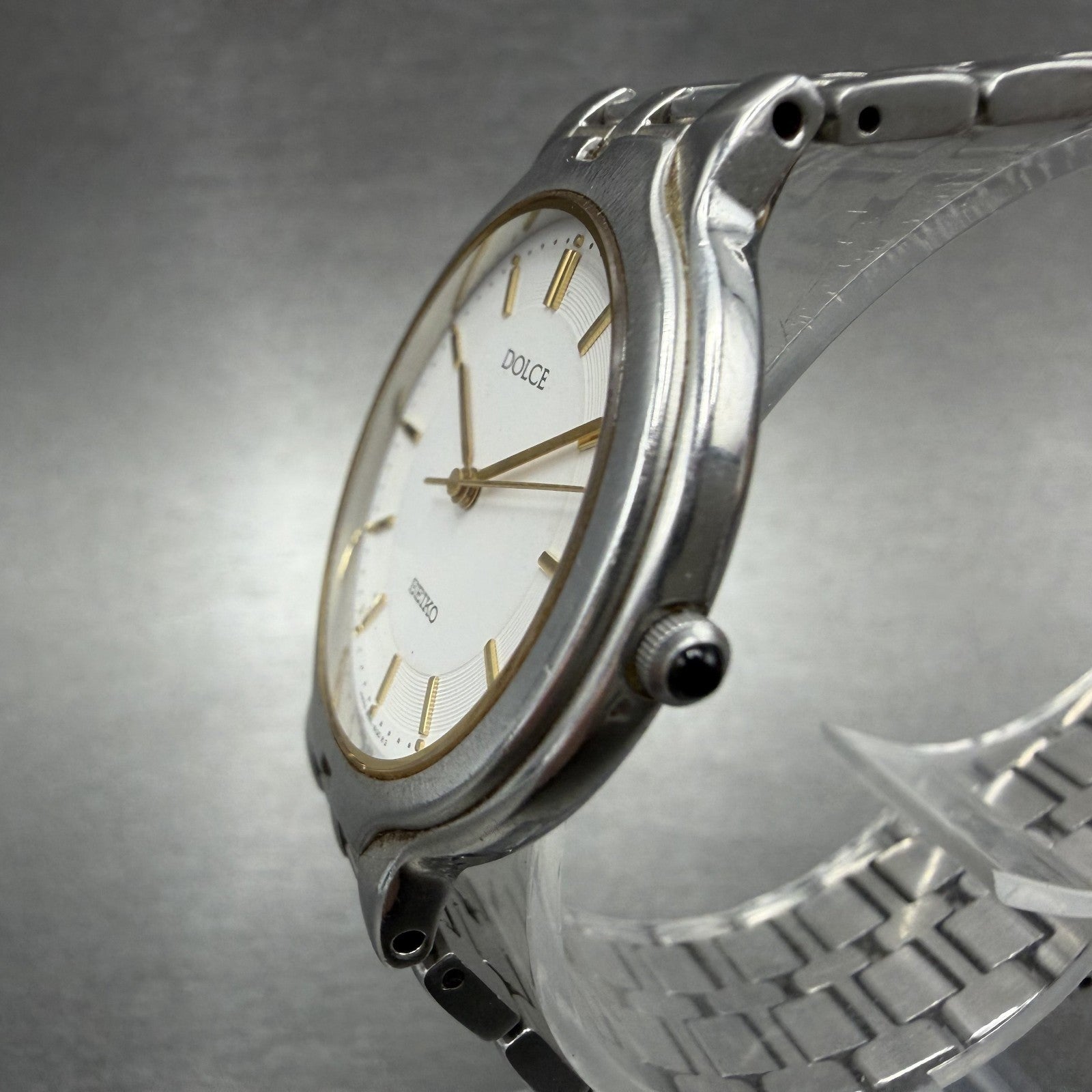 Seiko Dolce Watch Men 31mm White Dial Silver Tone Round 8n41-6100 New Battery4