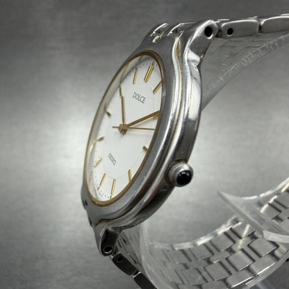 Seiko Dolce Watch Men 31mm White Dial Silver Tone Round 8n41-6100 New Battery4