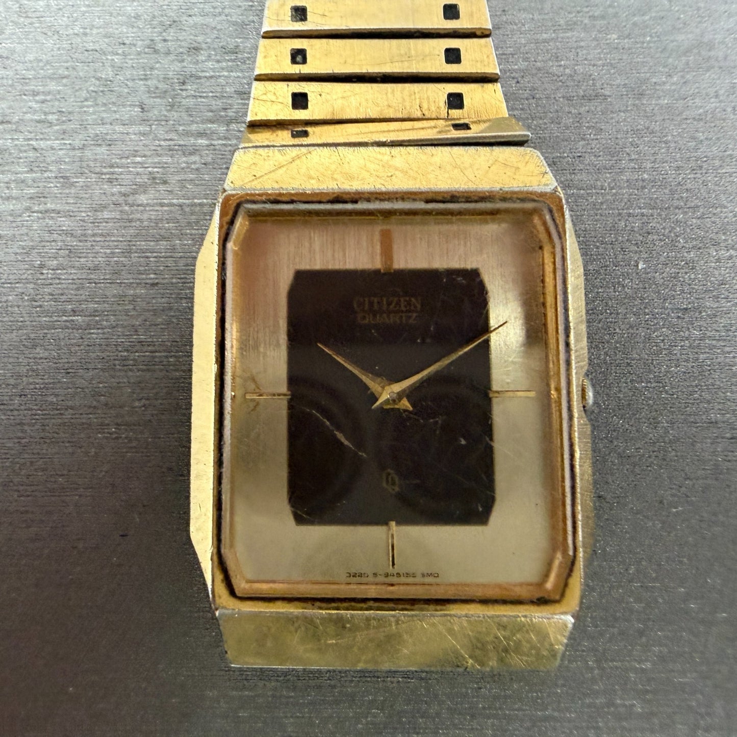 Citizen CQ Tank Watch Men 27mm Brown Dial Gold Tone Octagon 3220-940733 PARTS2