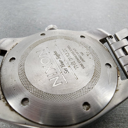 Nixon The Bullet Watch Women 38mm Blue Dial Silver Tone Date Round New Battery9