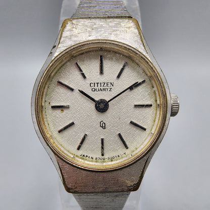 VTG Citizen CQ Watch Women 20mm Silver Dial Silver Tone 4-830385 New Battery
