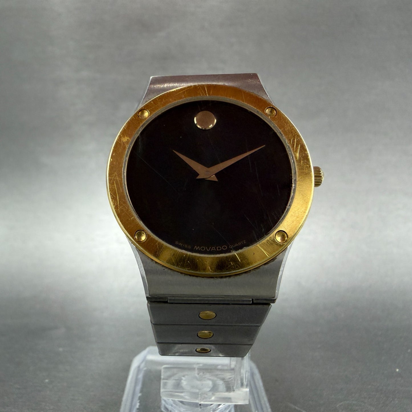 Movado Museum watch Men 32mm Black Dial Two Tone Round 86.A2.876C New Battery AB5