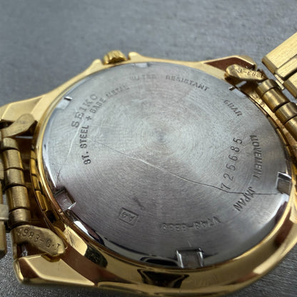 Seiko Watch Men 38mm Champagne Dial Gold Tone Daydate V743-8B39 New Battery9