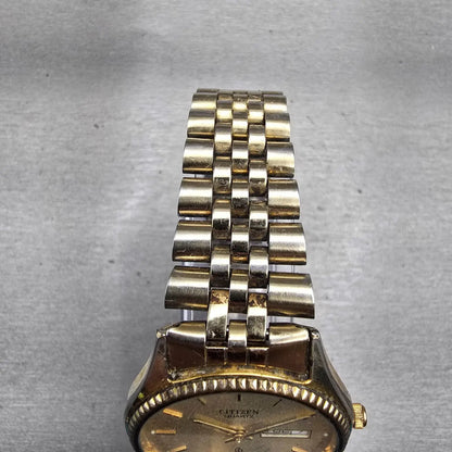 Citizen CQ President Watch Men 34mm Champagne Dial Gold Tone Daydate New Battery4