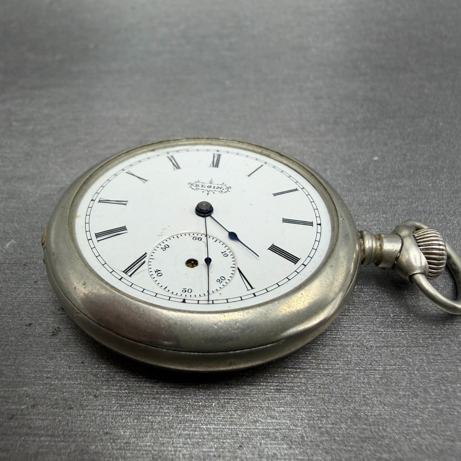 Elgin Pocket Watch 41.5mm White Dial Silver Tone Grade 94 Round Manual Wind PART3