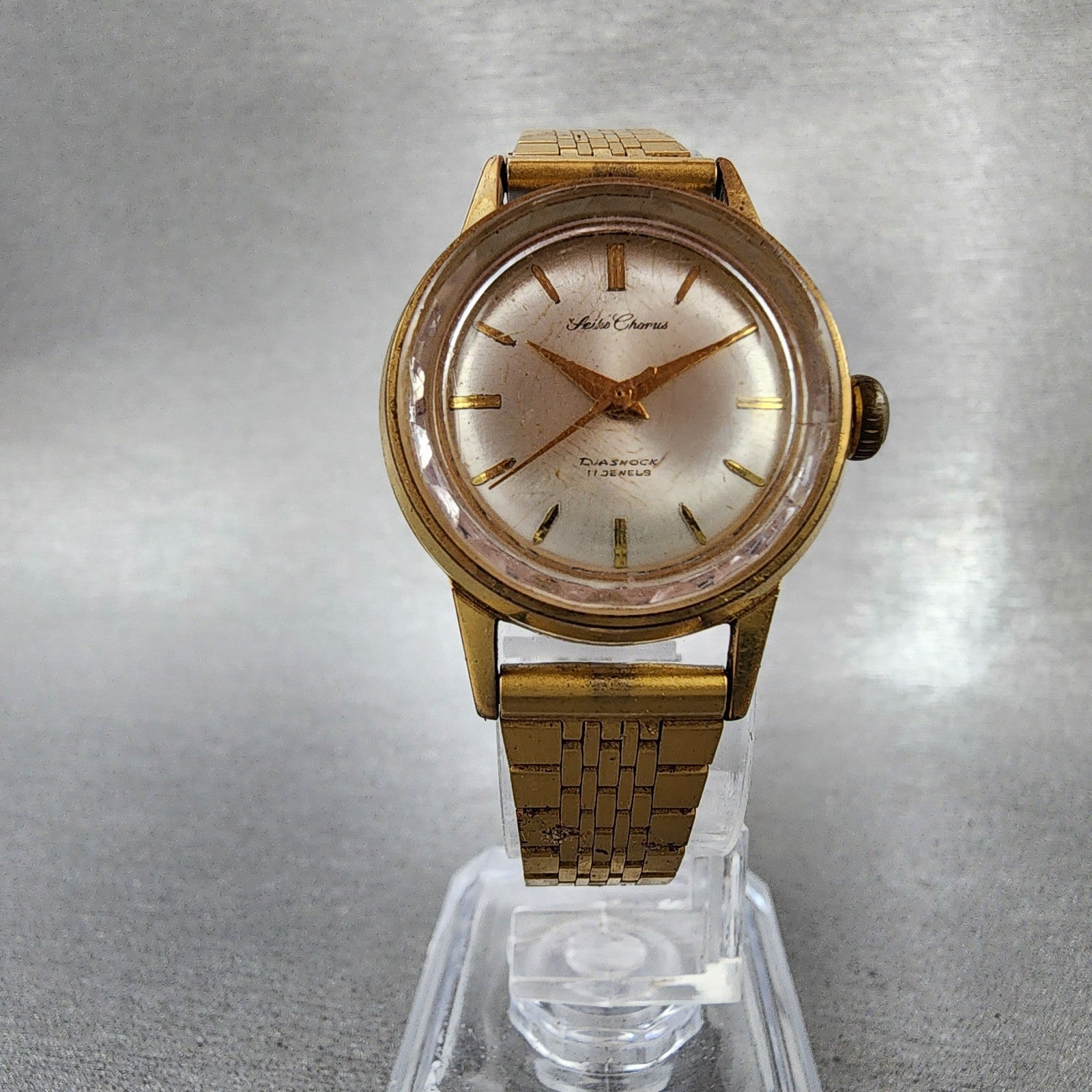 Seiko Chourus Watch Women 25mm Silver Dial Gold Tone Manual Wind Runs Vintage5